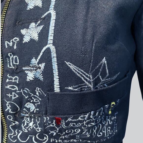 NWT Vintage AllSaints Extremely Rare Embroidered Symbols Angels Crop Jacket - Picture 6 of 12